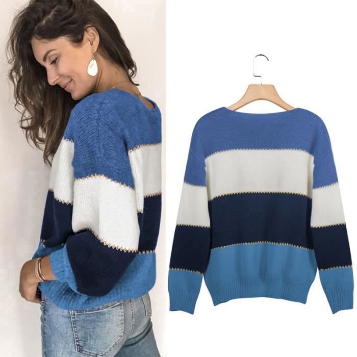 Jersey de mujer - Cuello redondo - Manga larga - Azul