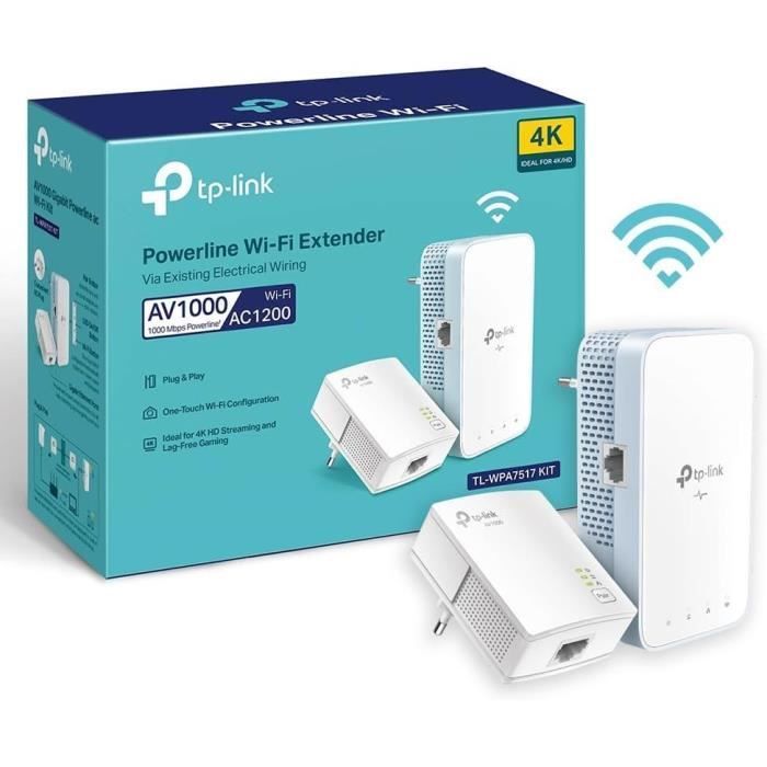 Powerline WiFi AC750 Mbps + Powerline 1000 Mbps - TP-Link TL-WPA7517 KIT - Porta Gigabit Ethernet - Ideale per servizi multi-TV