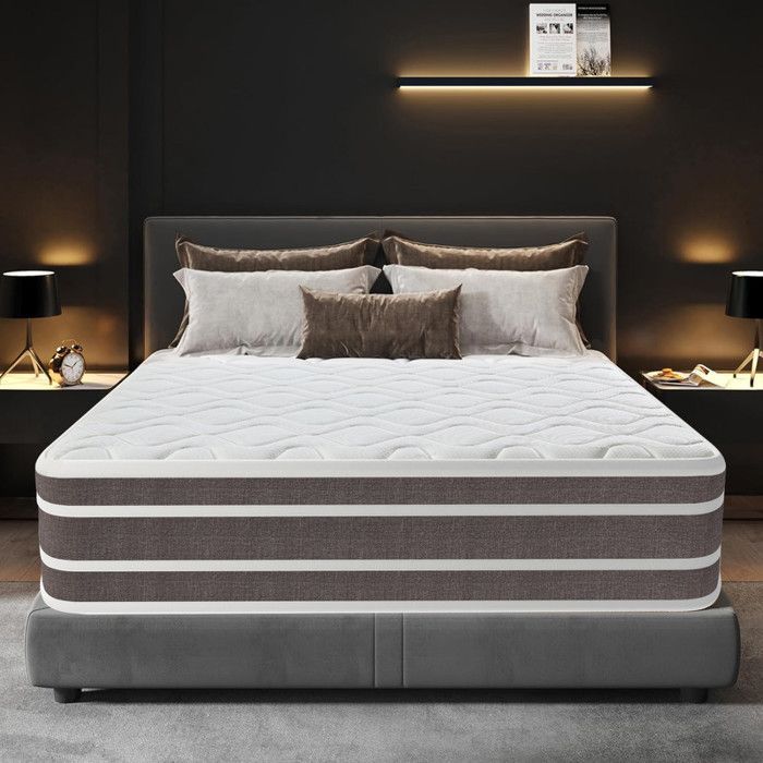 Colchón extragrueso de 140x190 cm y 28 cm de grosor - Espuma viscoelástica y muelles ensacados, 7 zonas de soporte, duradero, firmeza media
