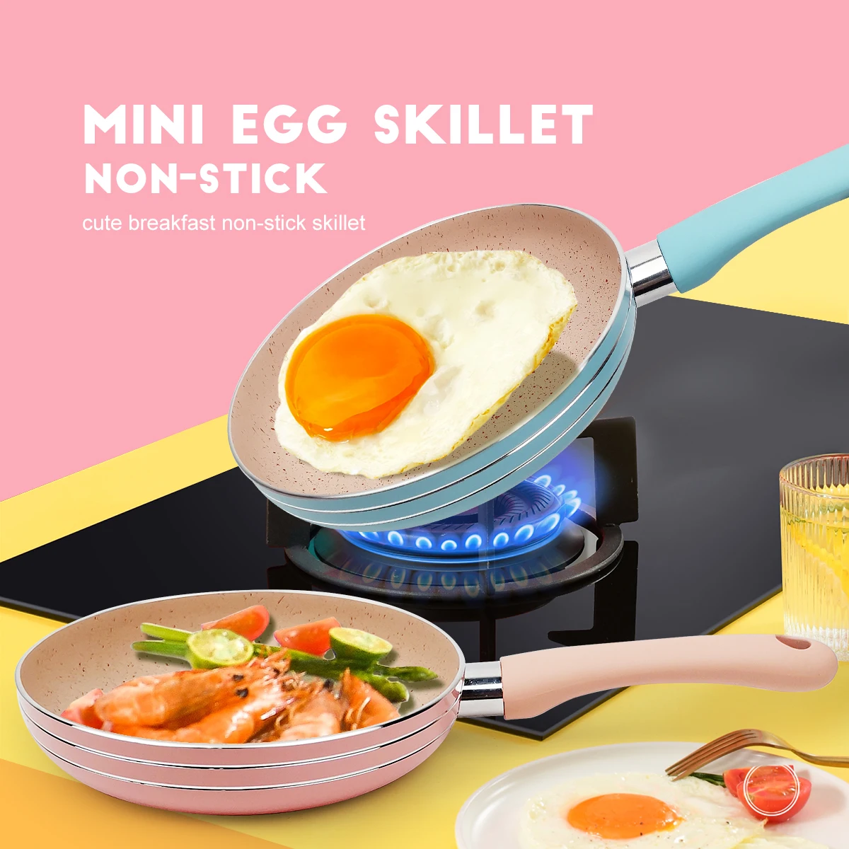 Poêle antiadhésive de 16 cm, mini-poêle à œufs, poêle à omelettes, poêle à crêpes, compatible avec les plaques à induction et à gaz, casserole, ustensiles de cuisine