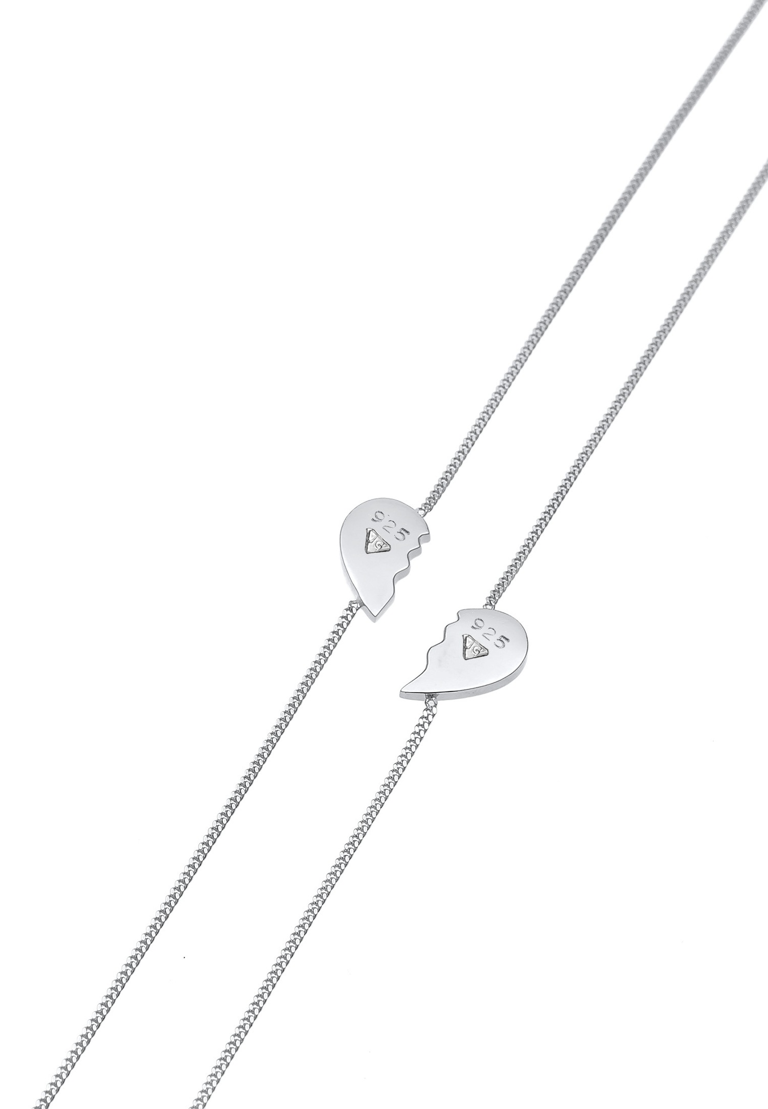 Elli Coeur de dame en demi-amitié Love Bond ajustable en argent sterling 925 plaqué or