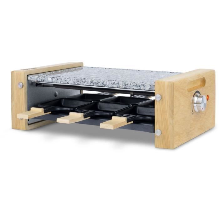 HKOENIG Raclette Grill - WOD6 - Geschikt voor maximaal 6 personen - Baksteen - Houten design - 900W