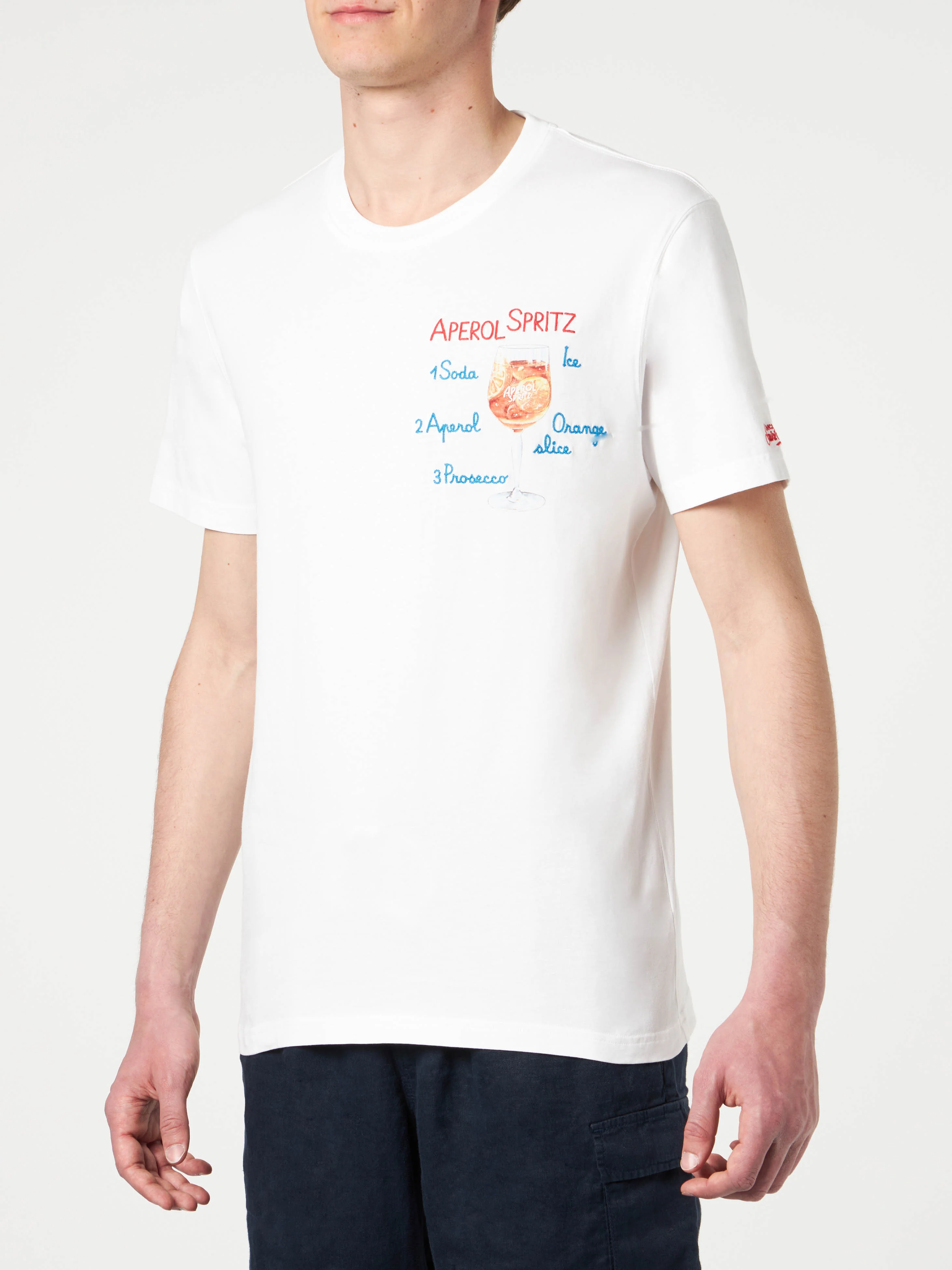 T-shirt da uomo in cotone con ricamo frontale Aperol Spritz | EDIZIONE
