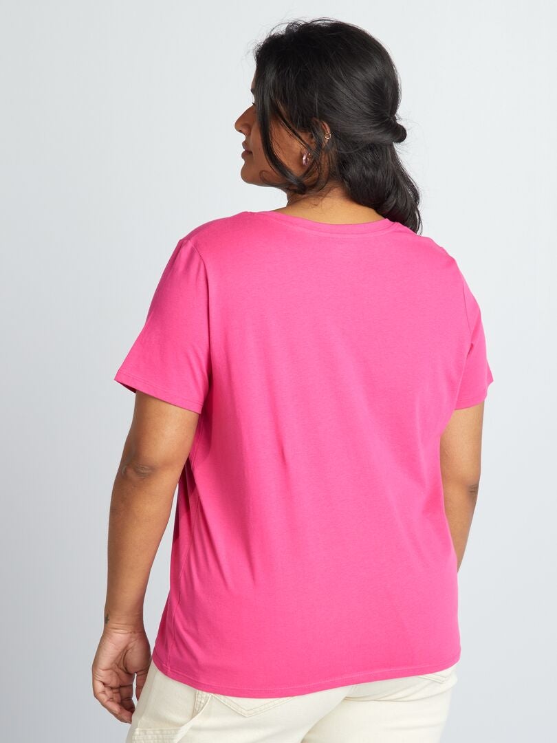 V-hals jersey T-shirt - ROZE