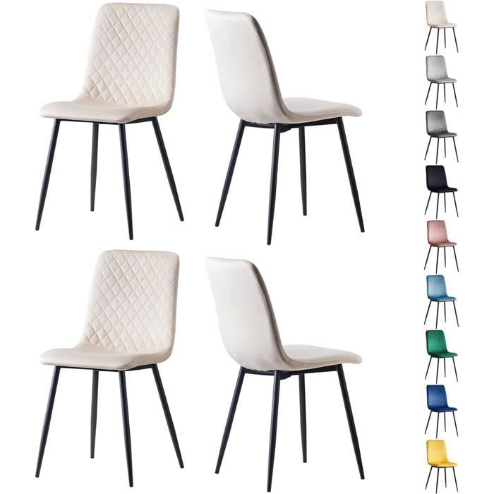 MCC Direct Lexi 4er-Set Designer-Esszimmerstühle aus Samt mit Metallbeinen, Beige