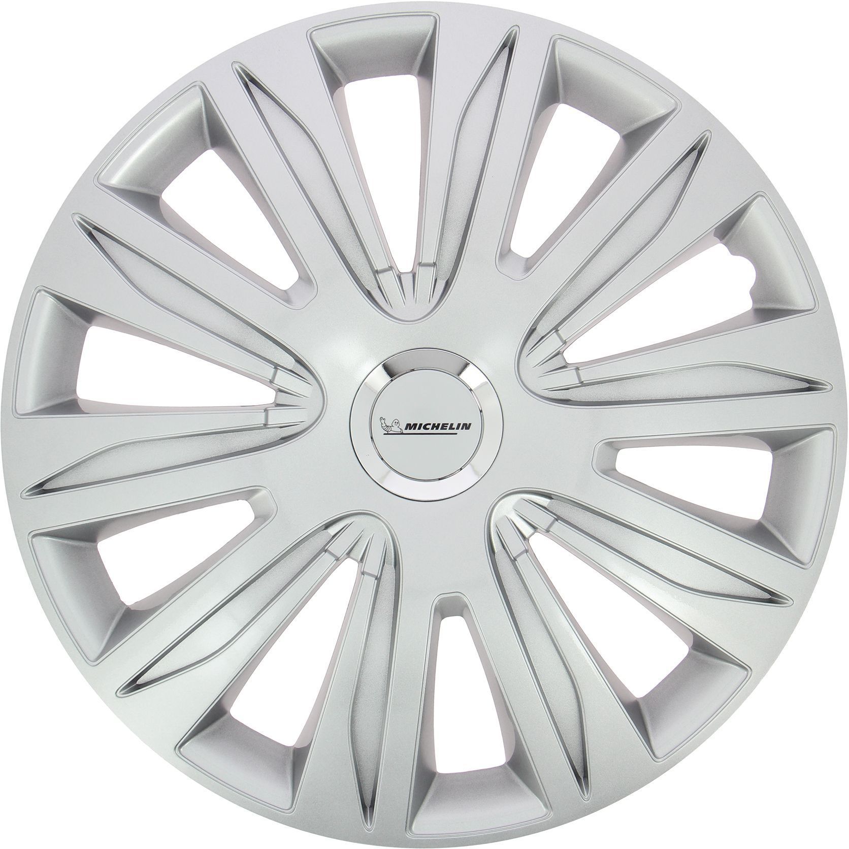 Juego de 4 embellecedores de rueda gris metalizado - MICHELIN - 16 pulgadas - Fácil instalación mediante clip - Inserción reflectante NVS 42