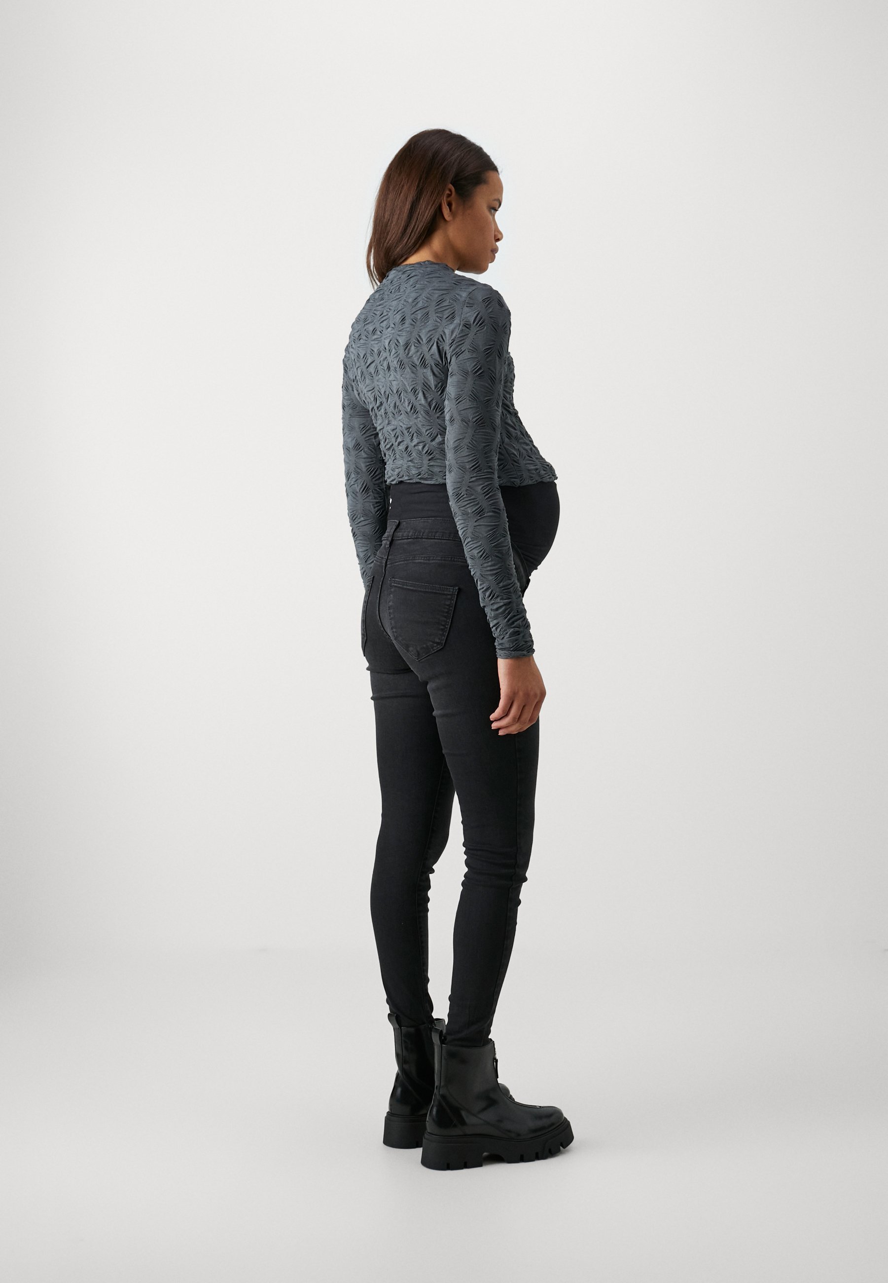 Vero Moda Umstandsjeans VMMSOPHIA SKIN FOLD UP - Skinny Fit - Schwarz
