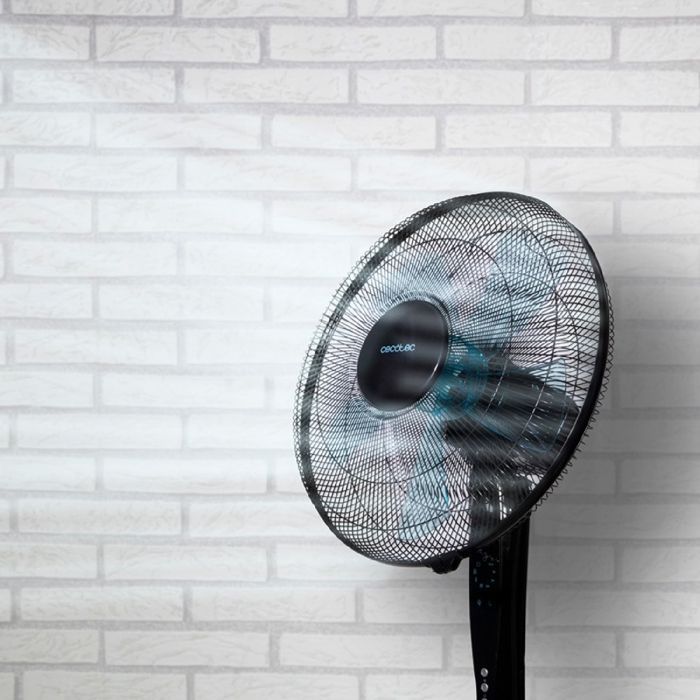Ventilador de pedestal Cecotec EnergySilence 530 con conexión eléctrica, control remoto y temporizador, color negro. 50 W, 5 aspas (40 cm).