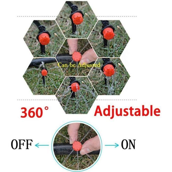 Goteros de riego ajustables - MHY® - 100 unidades - Riego preciso - 360 grados - 8 orificios de pulverización