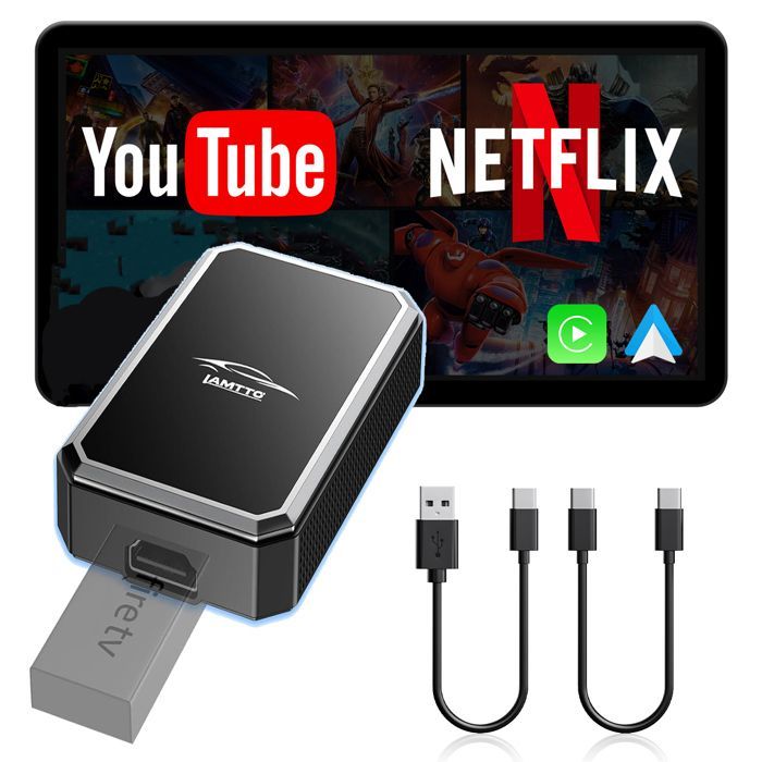 TOGUARD Kabelloser CarPlay-Adapter für kabelgebundenes OEM CarPlay, kompatibel mit Apple CarPlay, iOS 10, Fire TV und HDMI-Multimedia-Spielkonsolen