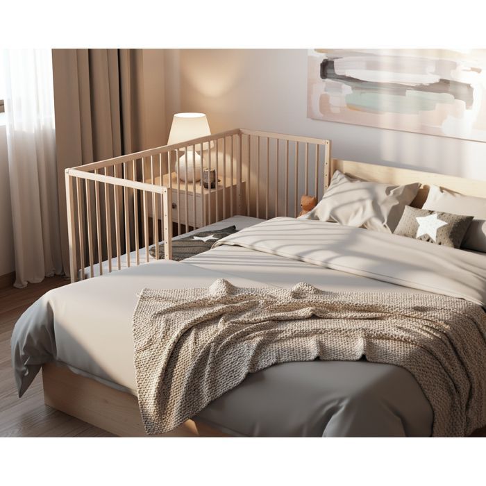 WEBABY - Treseng med hjul 60 x 120 LIO Rå bøk - Én størrelse
