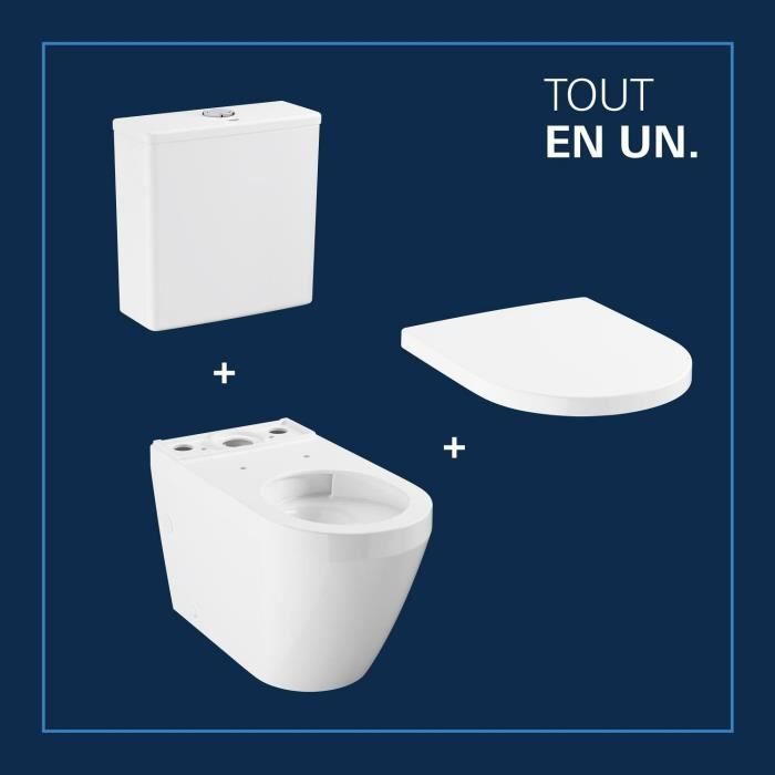 Floor-mounted toilet set - Horizontal outlet - Rimless - GROHE Euro Ceramic (102 489 SH00)