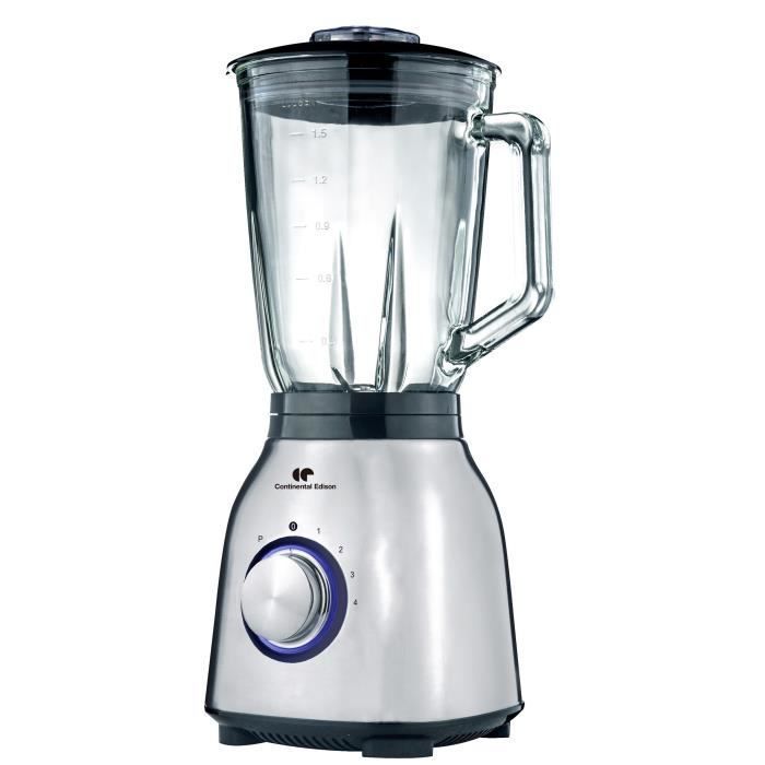 Batidora Continental Edison CEBL1000IN de acero inoxidable, 1000 W, recipiente de vidrio de 1,5 L.