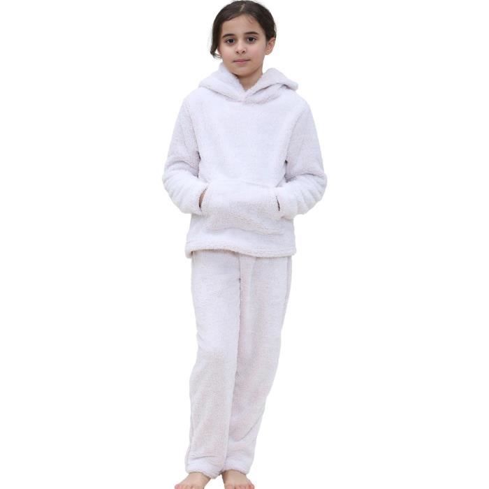 Kinderpyjamas für Mädchen und Jungen, schlicht, hochflorig, aus dickem Fleece, rosa, Nachtwäsche-Sets, Alter 5-13 Jahre