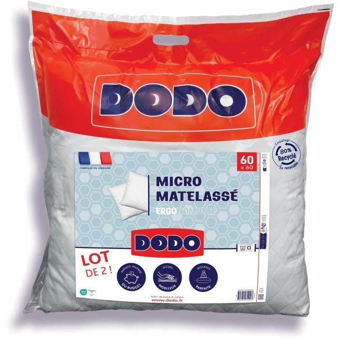 DODO - Juego de 2 almohadas - MICRO ACOLCHADO - 60 x 60 cm - Blanco