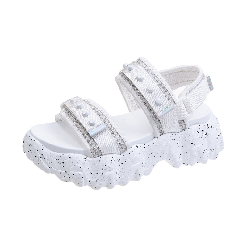 Sandales pour femmes 2021 à bout ouvert et compensées, style extérieur tendance, semelle épaisse respirante, chaussures d'été pour femmes