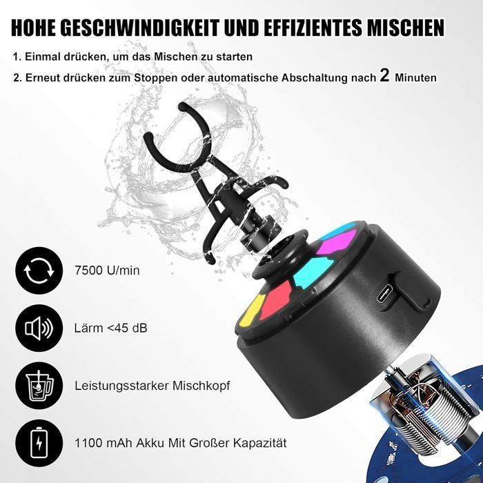 Shaker-Fitness-Shake cup-Shaker cup électrique-Shaker protéiné électrique avec compartiment à poudre-650 ml-Pour poudres-Noir