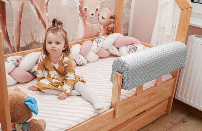 Tour de lit bebe protection enfant 70 cm - contour de lit bébé complet respirant protège-lit bord en mousse  Gris Clair Velours