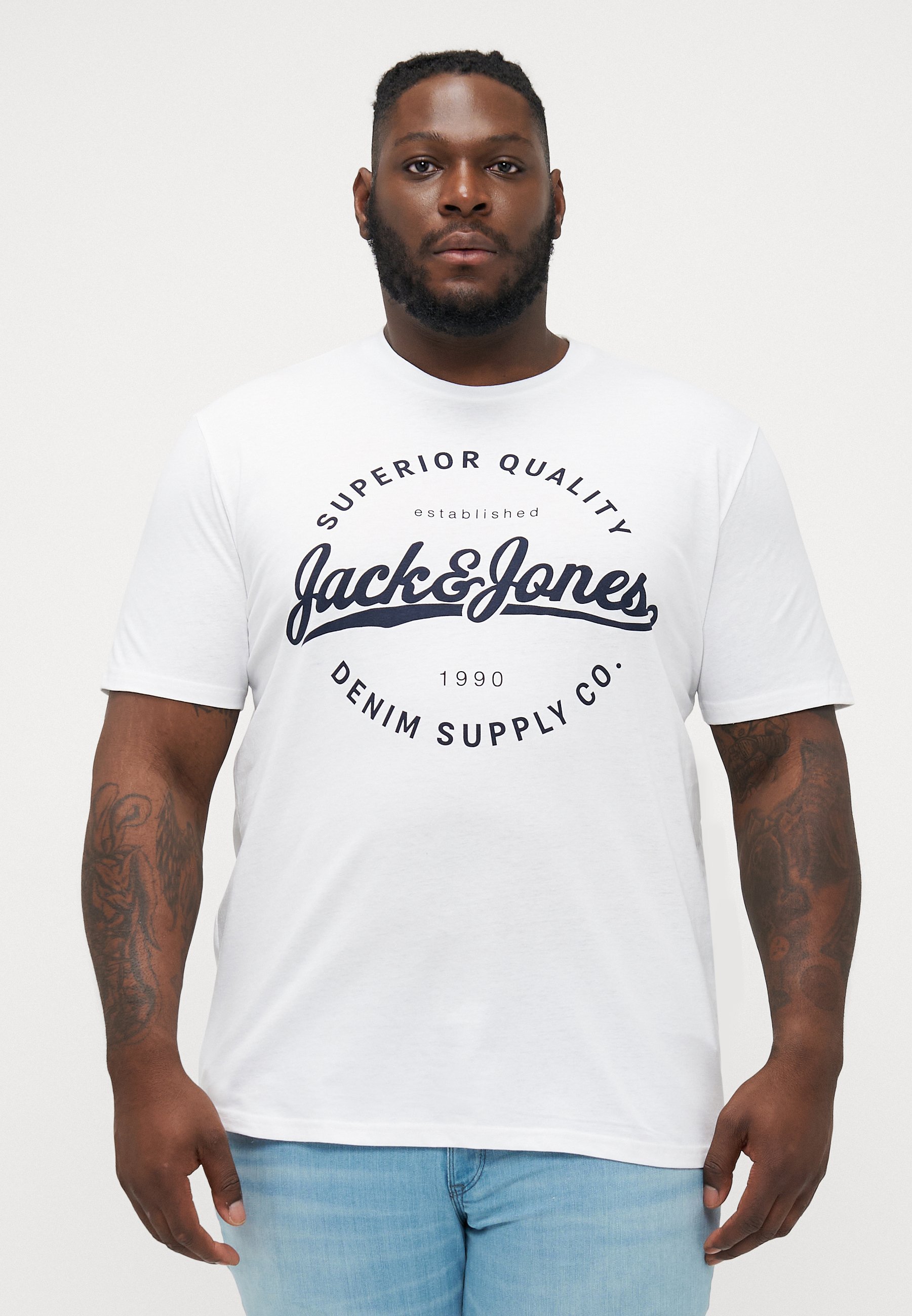 Jack & Jones JJSTANLI T-shirt met ronde hals, 5 stuks - T-shirt met print - wit/zwart/marineblauw/groen/staalblauw