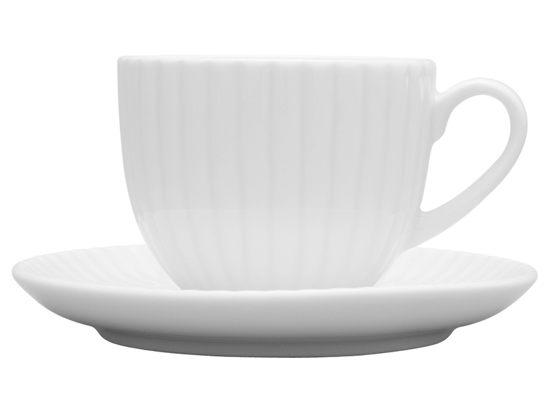 Filiżanka ze spodkiem Daisy ceramiczna 200 ml biała