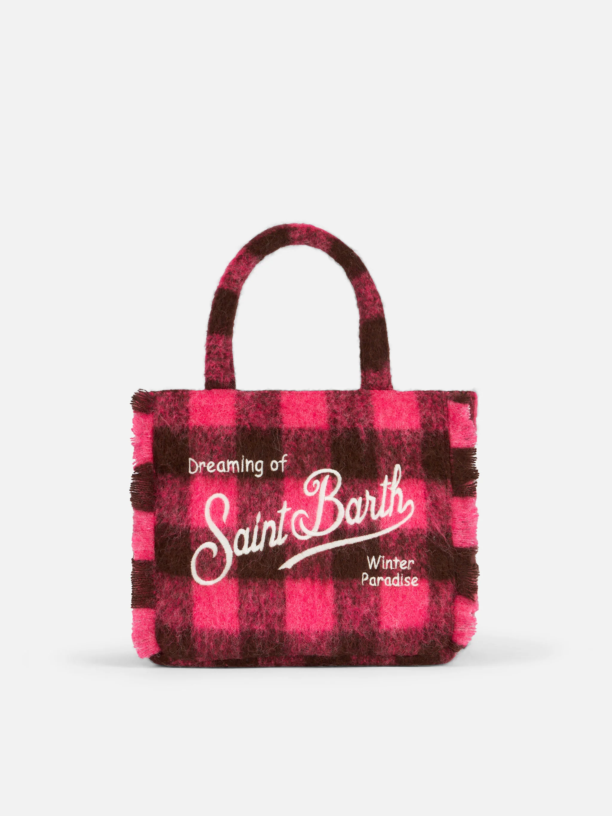 Wooly Colette handtas met franjes en ruitpatroon