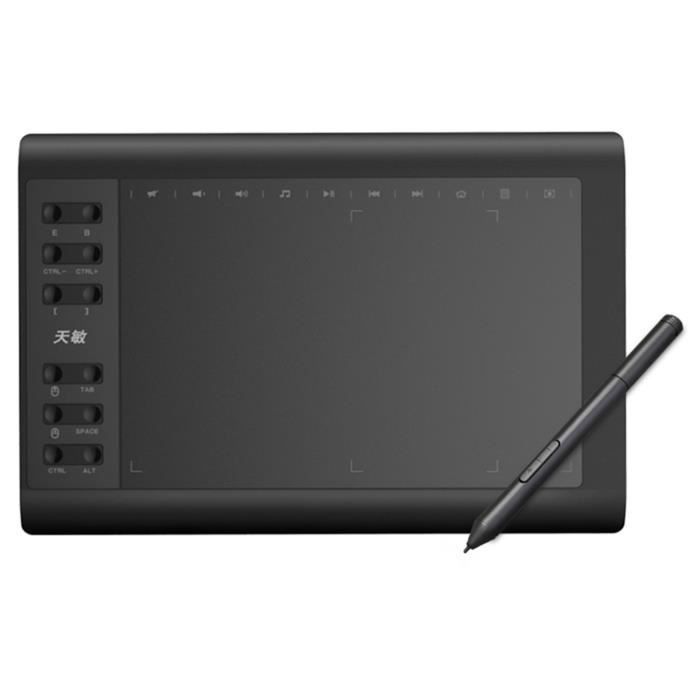 Tableta gráfica digital 10moons G10 de 10x6 pulgadas, ultraligera para creación artística y bocetos, con lápiz óptico sin batería - HM