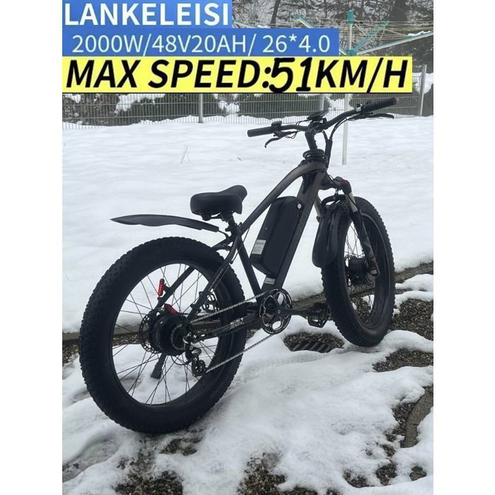 Vélo électrique Lankeleisi MG740Plus*Batterie Samsung 20AH*Moteur 2*1000W*26''Fat Pneus*Frein hydraulique*Noir