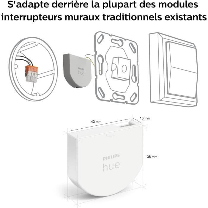Module d'interrupteur mural - PHILIPS HUE - Pack de 2 - Blanc - Compatible Alexa - Intérieur