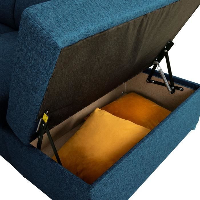 Wendbares Ecksofa mit Stauraum – 5-Sitzer – DAYTONA – Blauer Stoff – 260 x 94 x 216 cm