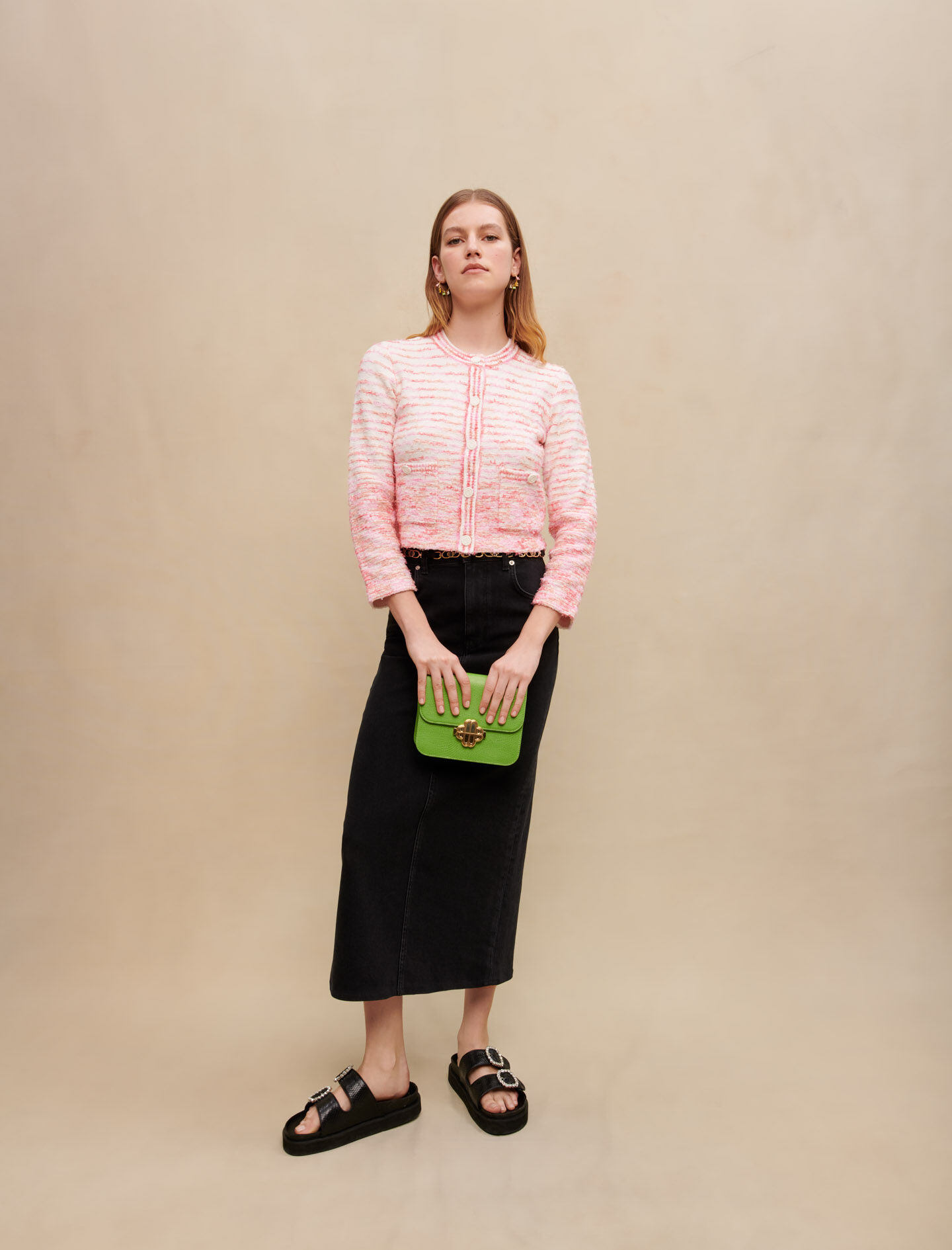 Vest met contrasterende draden - Roze/Ecru