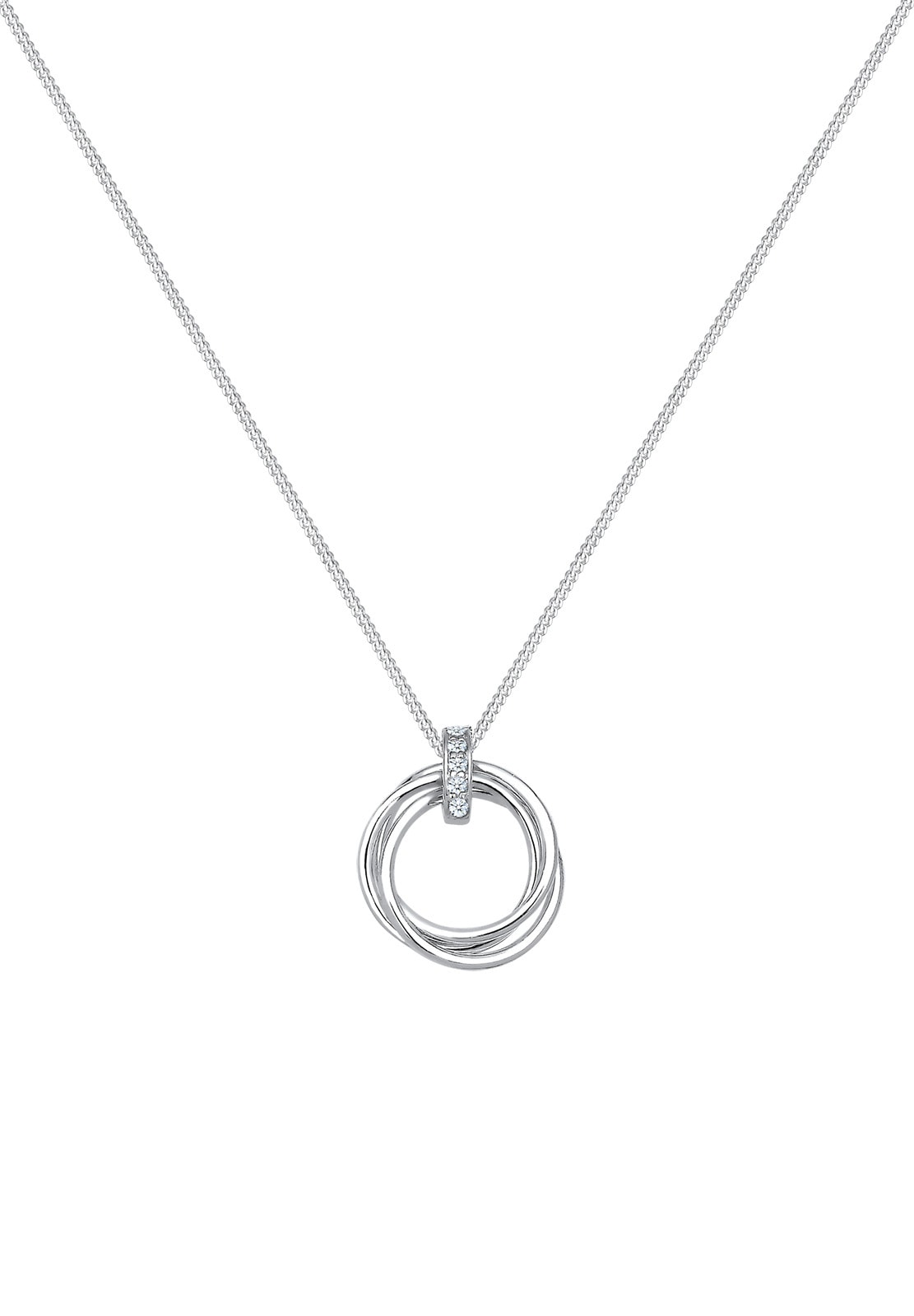 Elli DIAMONDS Femmes cercle pendentif trio avec diamant (0.025 ct.) en argent sterling 925