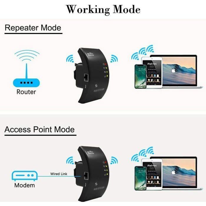 Ripetitore WiFi, potente amplificatore WiFi, 1 porta Ethernet, area di copertura fino a 200 metri quadrati