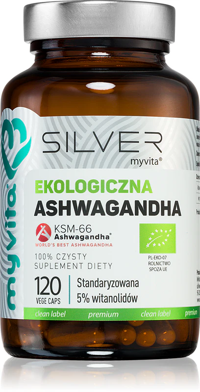 MyVita Silver Pure 100% Ashwagandha KSM-66 200mg kapsuly s výživovým doplnkom na podporu imunitného systému