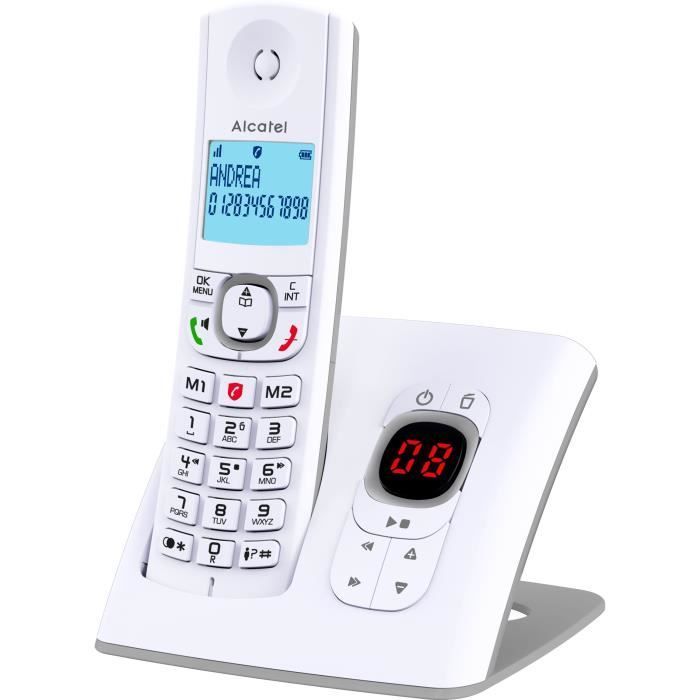 Draadloze telefoon - ALCATEL - F530 Voice - Antwoordapparaat, oproepblokkering, handsfree, 2 snelkiesnummers, wit/grijs