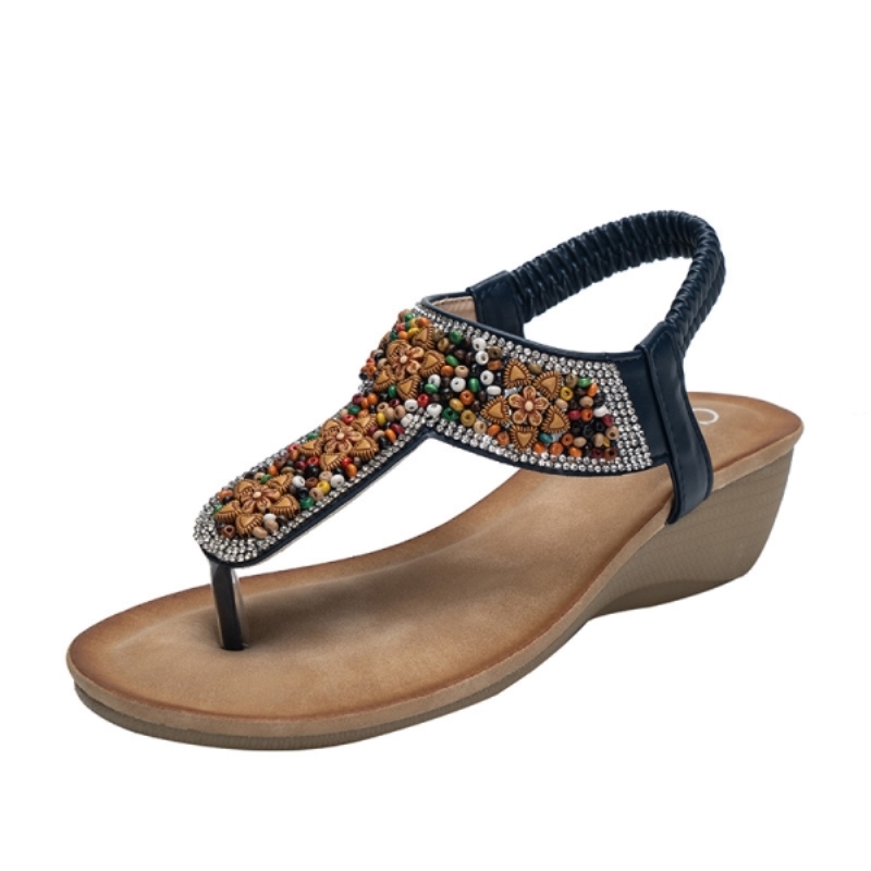 Classic Sandals Women Shoes Wedge Sandals For Women Flip Flop Crystal Women Sandals Rhinestone Bohemia Beach Sandals Ladies Shoe