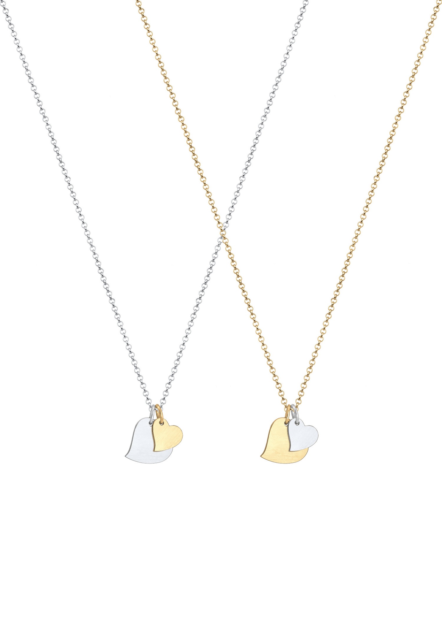 Elli Femmes Mère Fille Set avec pendentif cœur en bicolore mat en argent sterling 925