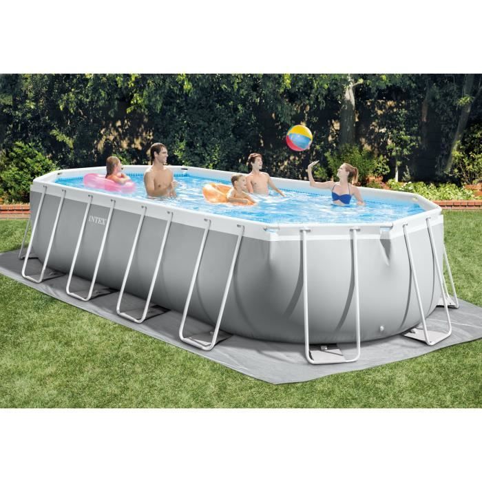 Kit de piscina tubular elevada Intex - Estructura Pris - 610 x 305 x 122 cm - Ovalada (Bomba, cubierta, alfombrilla de suelo y escalera) - 26798NP