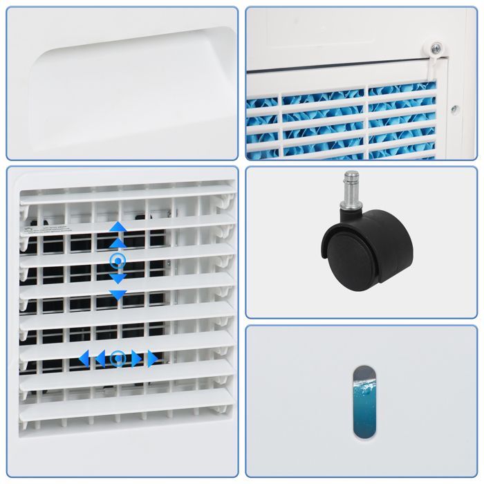 Aire acondicionado/ventilador portátil de 6 litros con 3 velocidades, control remoto, oscilación y temporizador de 12 horas.