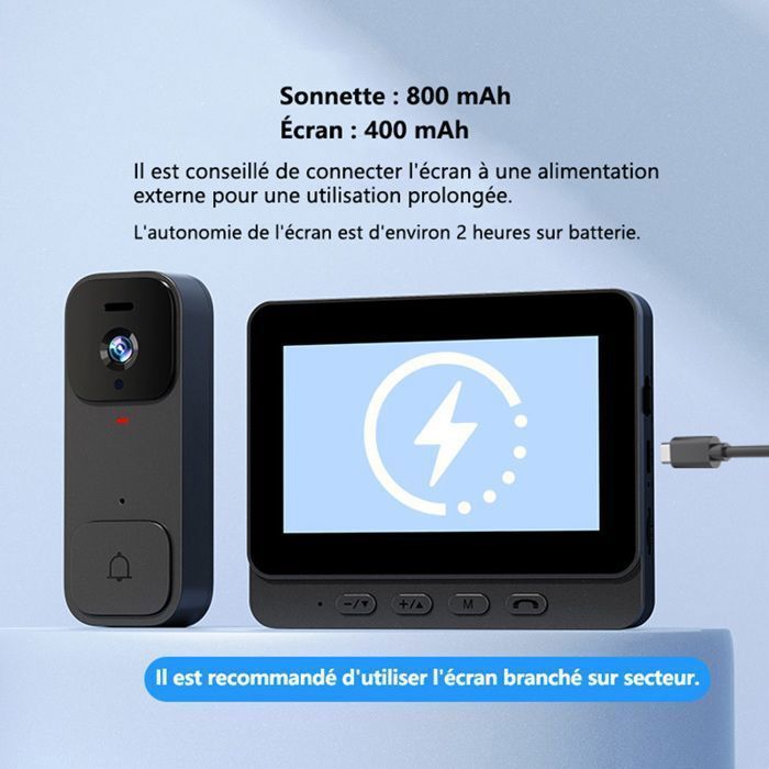 Sonnette vidéo avec écran LCD 4,3