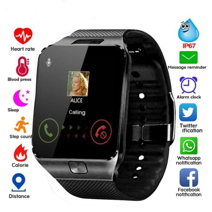 Montre connectée sport numérique en or, bluetooth avec carte TF et SIM, appel téléphonique intégré, tracker d’activité physique