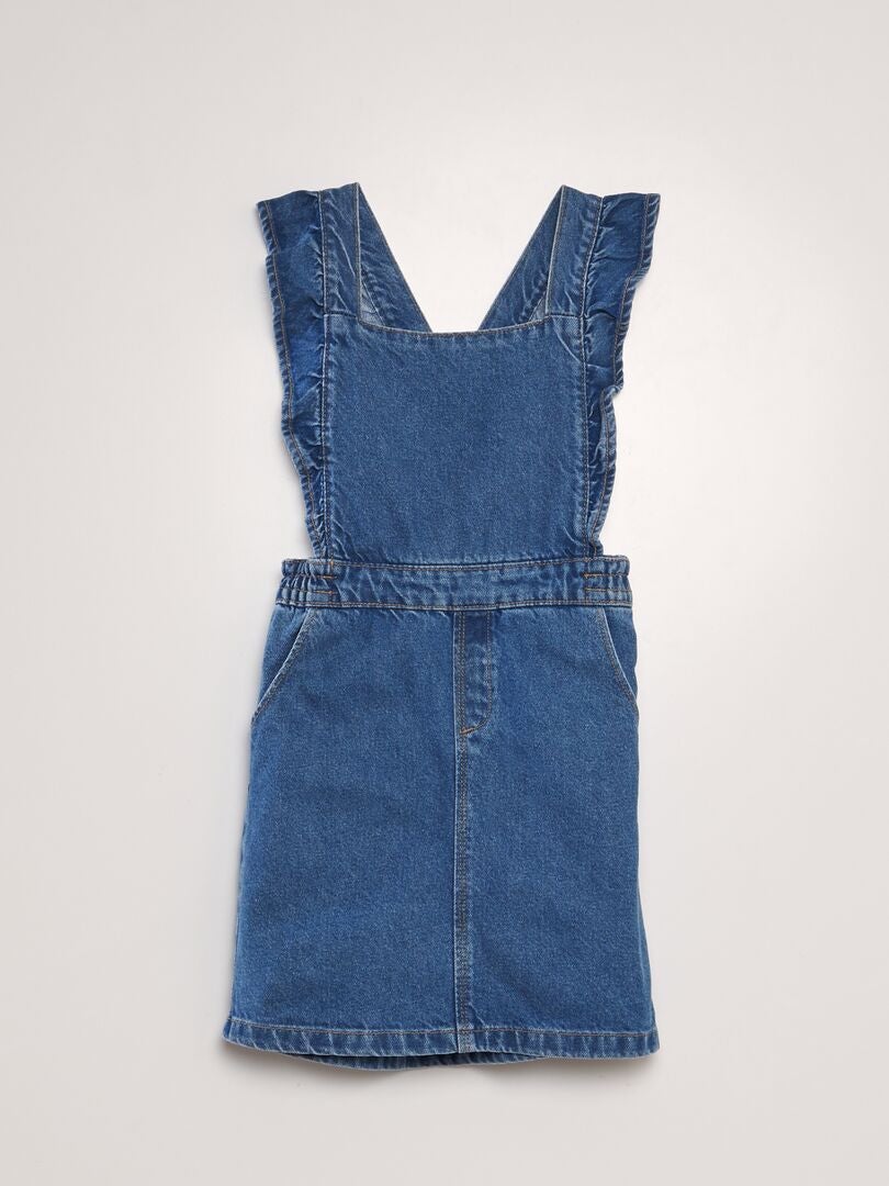 Vestido jardineira jeans - AZUL