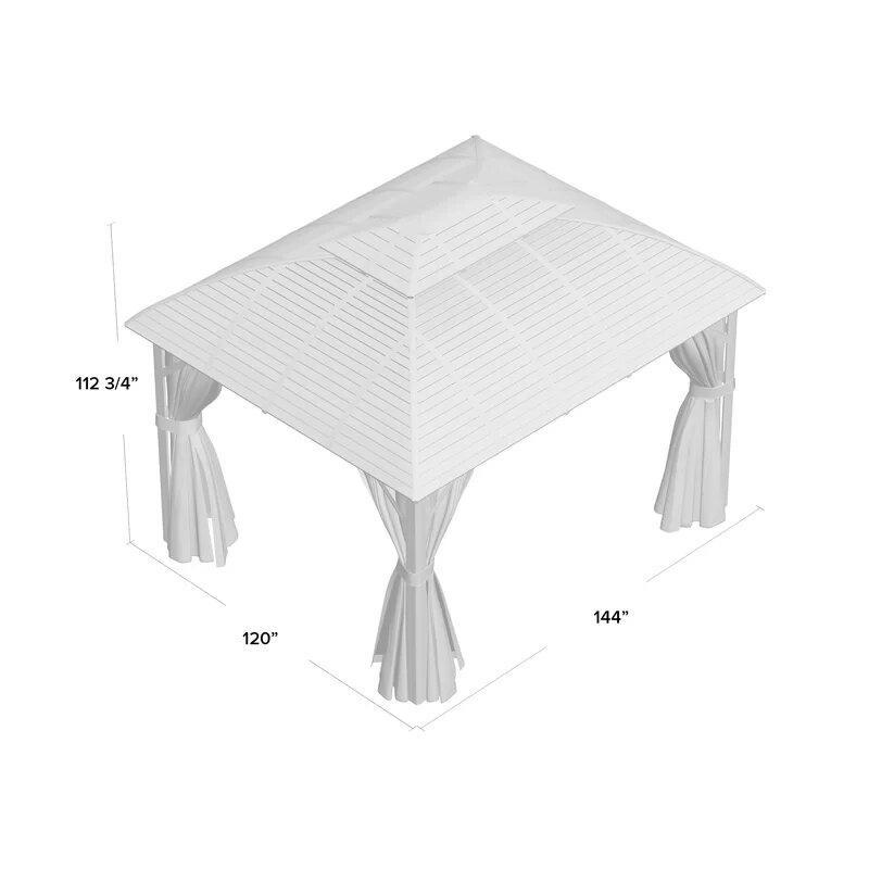 Gazebo da giardino in alluminio Barreras, 3,66 m di larghezza x 3 m di profondità.