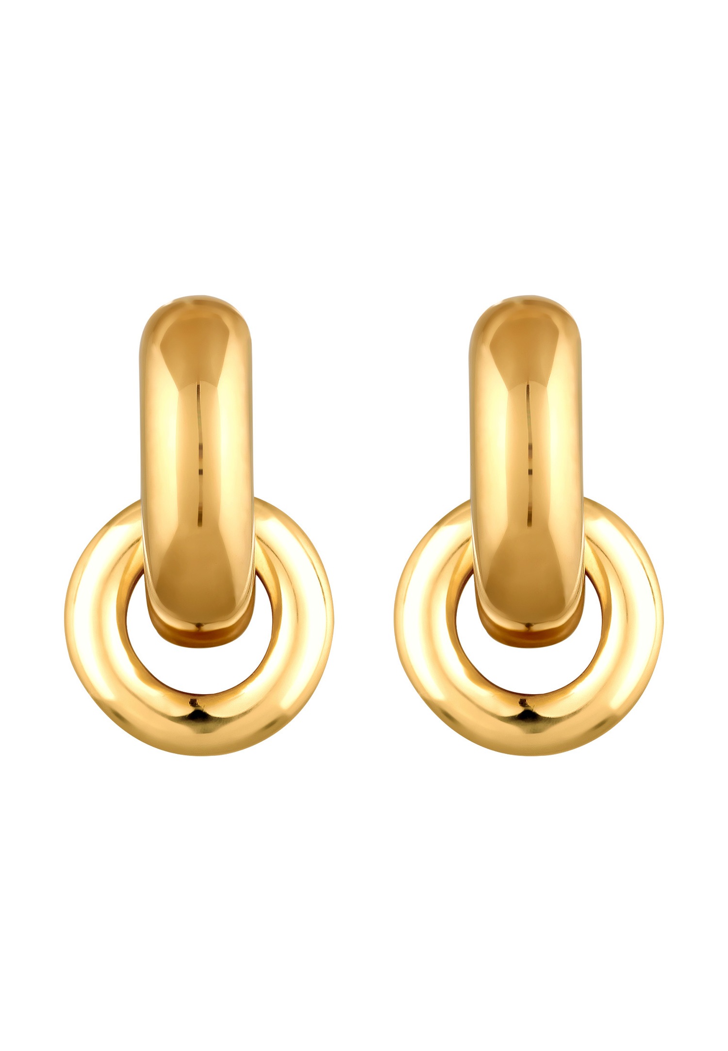 Elli Elli Boucle d'oreille Créole Femmes Bicolore Argent Sterling 925 Party / New Year's Eve Or