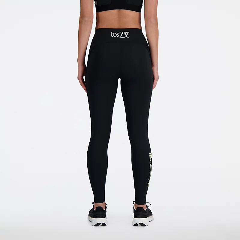 Colanți New Balance Sleek cu talie înaltă, 27 inci, ediție London, pentru femei - NEGRU