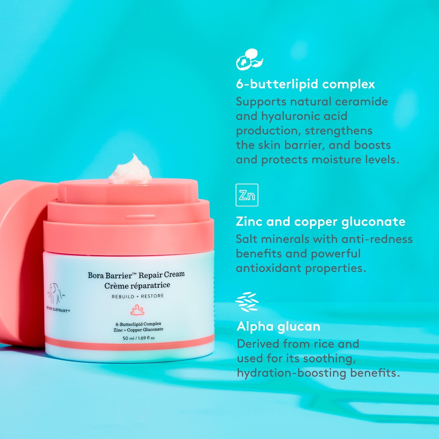Krema za obraz Drunk Elephant Obnovitvena krema Bora Barrier™ - 50 ml