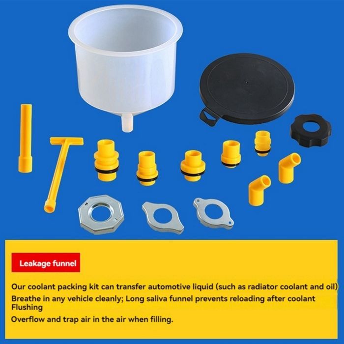 Kit de embudo para llenar el refrigerante del radiador del coche, herramienta para sistema de refrigeración antiderrame, boquilla