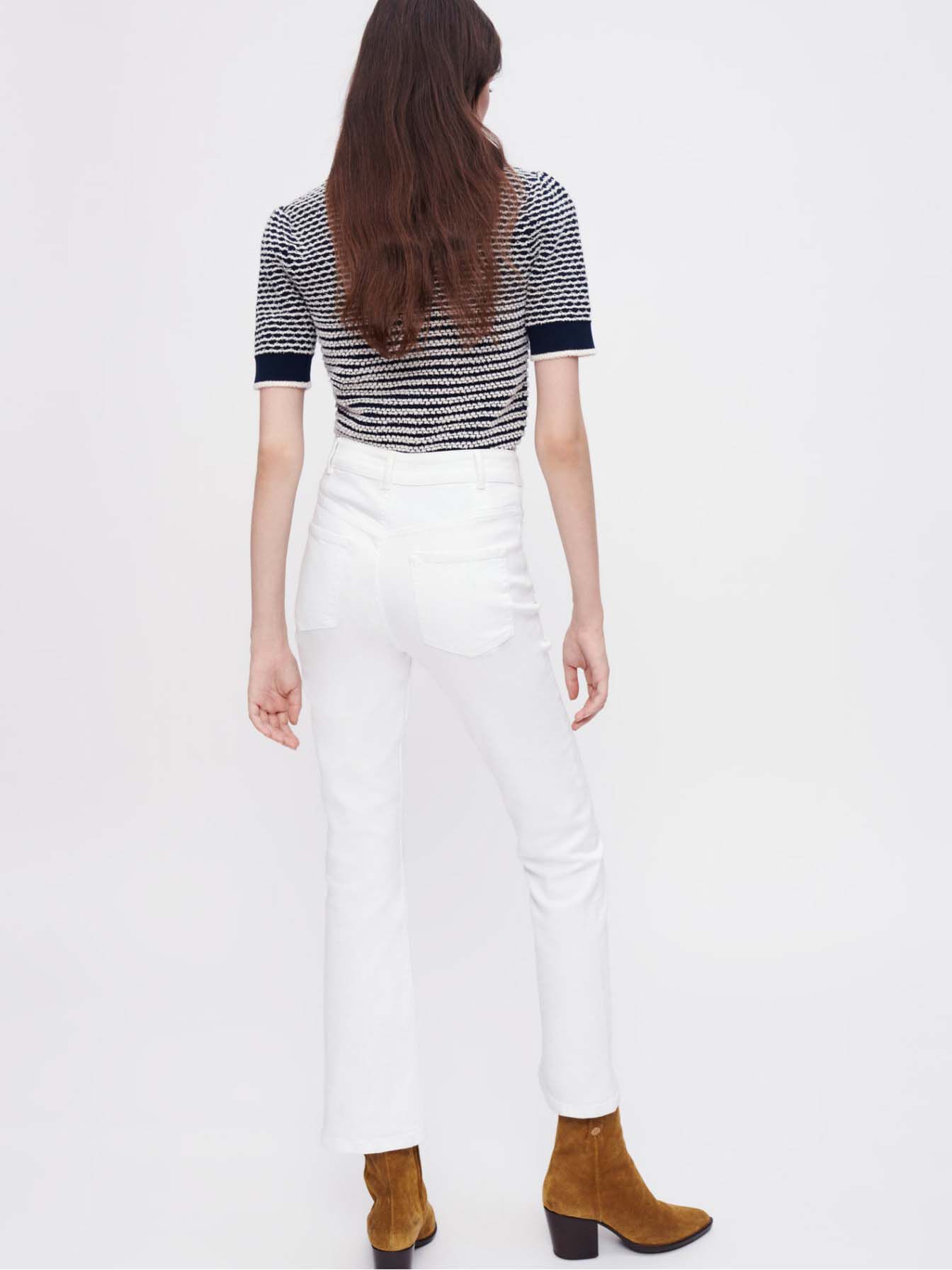 Bell-bottom jeans met zakken en knopen - Wit
