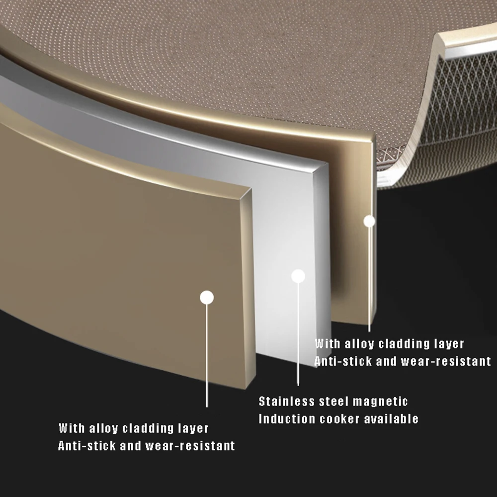 Wok en acier inoxydable titane, poêle antiadhésive sans revêtement, compatible avec les plaques à induction et à gaz.