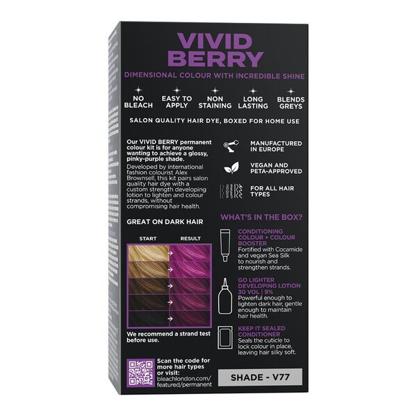 Sada na permanentné vegánske farbenie No Bleach London Vivid Berry