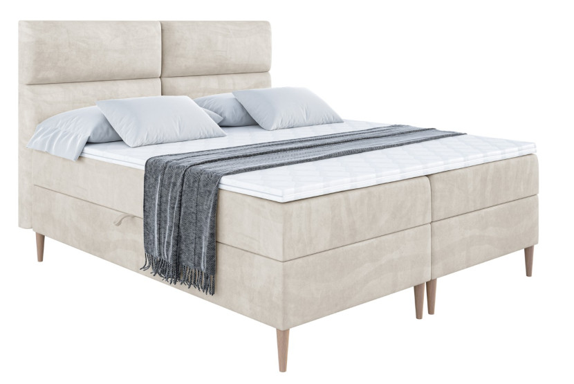 Łóżko kontynentalne z pojemnikiem, materacem i nóżkami BOXI3-FD 120x200 cm